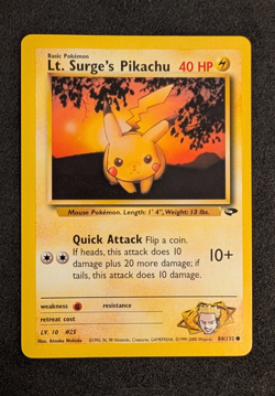 Lt. Surge's Pikachu - Gym Challenge Unlimited 84/132 Pokemon TCG (Vintage WoTC) - Image 4