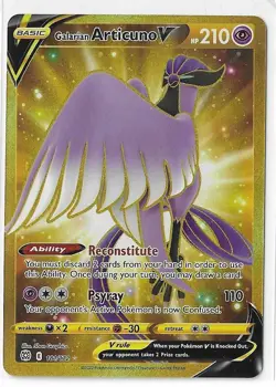 Galarian Articuno V 181/172 Brilliant Stars Gold Secret Rare Holo Pokemon NM - Image 1