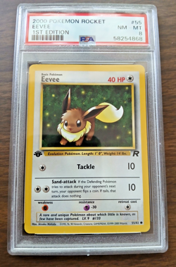 2000 Pokemon Team Rocket 1st Edition Eevee 55/82 PSA 8 NM-MT WOTC Vintage - Image 1