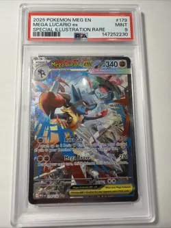 2025 Pokemon Mega Evolution #179 Mega Lucario EX Special Illustration Rare PSA 9 - Image 1