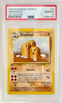 PSA 10 Triopikeur Dugtrio 19 French Base 1st Edition 1999 Pokemon 74984156 - Image 1