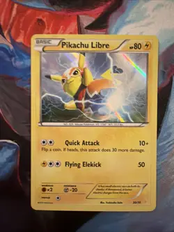 POKEMON 2016 PIKACHU LIBRE 30/30 XY TRAINER KIT: PIKACHU LIBRE/SUICUNE HOLO RARE - Image 1