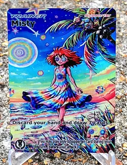 Pokemon Misty Anima Waifu Sexy Doujin ACG DIY Trainer Full Art Card Holo - Image 1
