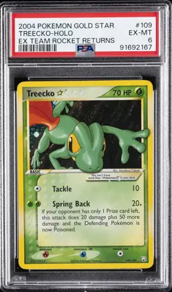 2004 POKEMON EX TEAM ROCKET RETURNS GOLD STAR #109 TREECKO-HOLO PSA 6 - Image 1