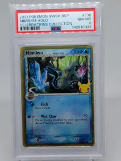 Mimikyu Holo SWSH136 Celebrations Collection Pokemon PSA 8 - Image 1