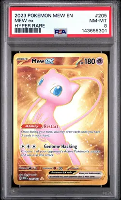 2023 POKEMON MEW EN-151 205 MEW EX HYPER RARE PSA 8 NM-MT - Image 1