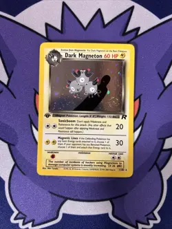 Pokemon Dark Magneton TCG Holo Swirl 1st Edition 11/82 Print Line - Image 1