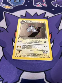 Pokemon Dark Magneton TCG Holo Swirl 1st Edition 11/82 Print Line - Image 2