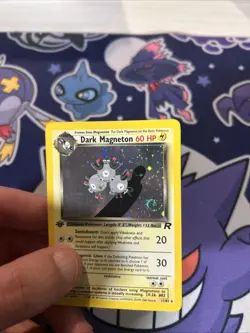 Pokemon Dark Magneton TCG Holo Swirl 1st Edition 11/82 Print Line - Image 3