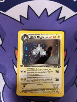 Pokemon Dark Magneton TCG Holo Swirl 1st Edition 11/82 Print Line - Image 4