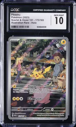 2023 POKEMON SCARLET & VIOLET 151 #173/165 PIKACHU CGC 10 GEM MINT - Image 1