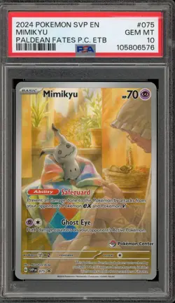 Pokemon Center Stamp Promo Mimikyu Paldean Fates ETB SVP EN 075 PSA 10 Gem Mint - Image 1