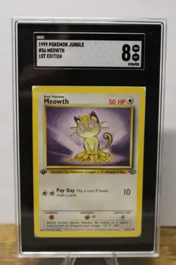 1999 Pokemon Jungle TCG Meowth #56 1st Edition SGC 8 - Image 1