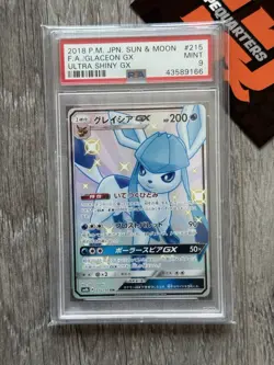 Pokemon Sun & Moon Japanese Glaceon GX 215/150 Ultra Shiny GX Full Art 2018 PSA9 - Image 1