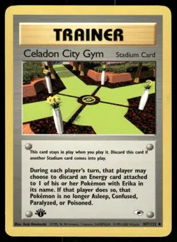 Pokemon Cards Celadon City Gym 107/132 1ST EDITION Gym Heroes WOTC Uncommon NM 1 - Image 1
