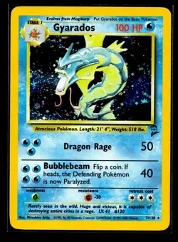 Pokemon Cards: Base Set 2 Rare Holo: Gyarados 7/130 - Image 1
