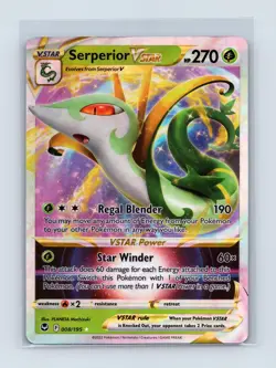 Serperior VSTAR 008/195 Holo VSTAR Rare Silver Tempest Pokemon Near Mint - Image 1