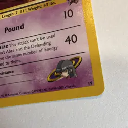 Pokemon Sabrina's Abra Wotc Promo Regular 19/53 40 HP Basic 2000 English Card - Image 5