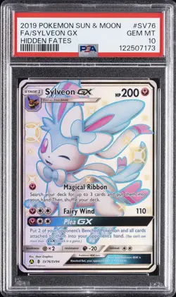 2019 POKEMON SUN & MOON HIDDEN FATES #SV76 FULL ART/SYLVEON GX PSA 10 - Image 1