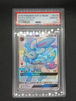 2019 POKEMON SUN & MOON HIDDEN FATES #SV76 FULL ART/SYLVEON GX PSA 10 - Image 1