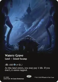 MTG English Watery Grave (Borderless) (Galaxy Foil) NM Foil Edge of Eternities - Image 1