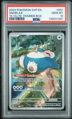 2023 POKEMON SVP EN-SV BLACK STAR PROMO 151 ELITE TRAINER BOX SNORLAX PSA 10 - Image 1