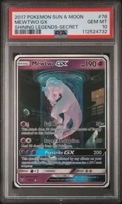 Pokemon Mewtwo GX Shining Legends Secret Rare #78 PSA 10 Gem Mint - Image 1