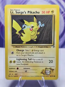 Pokemon Lt. Surge's Pikachu 81/132 Gym Heroes Unlimited LP - Image 1