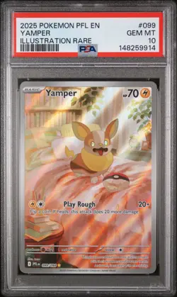 2025 Pokemon Pfl En-Phantasmal Flames #099 Yamper Illustration Rare PSA 10 - Image 1