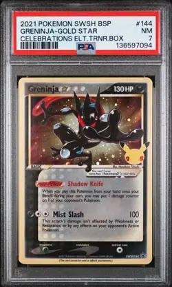 2021 Pokemon Swsh Black Star Promo 144 Greninja - Celebrations ETB PSA 7 NM - Image 1