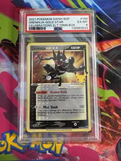 Pokemon Greninja Gold Star Celebrations SWSH144 BSP PSA 6 NM - Image 1