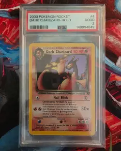 2000 POKEMON ROCKET 1ST ED #4 DARK CHARIZARD-HOLO PSA 2 - Image 1