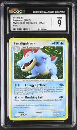 CGC 9 MINT Feraligatr 2007 Mysterious Treasures 8/123 Holo Pokemon Card - Image 1