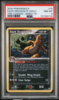 Pokemon 2004 EX Team Rocket Returns Dark Dragonite Holo Jesse James TD PSA 8 - Image 1