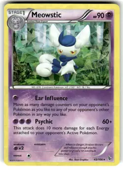 Pokemon TCG Meowstic Flashfire 43/106 Cracked Ice Holo Rare NM/VLP - Image 1