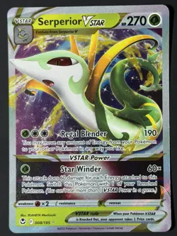 Serperior VSTAR 008/195 Holo VSTAR Rare Silver Tempest Pokemon Holo Near Mint - Image 1