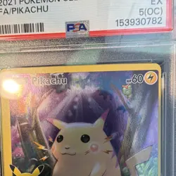 Miscut!! Pokemon Pikachu 005/025 Celebrations Full Art Holo PSA 5(OC)2021 - Image 4