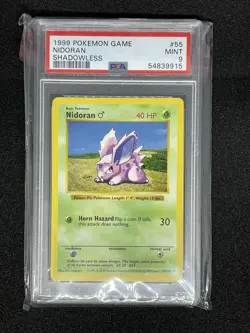 1999 Pokemon Base Set Shadowless Nidoran 55/102 PSA 9 MINT - Image 1