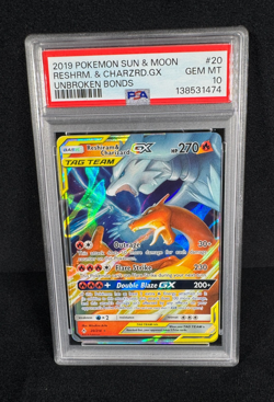 Pokemon Reshiram & Charizard GX 20/214 Unbroken Bonds Ultra Rare PSA 10 GEM MINT - Image 1