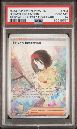 2023 POKEMON MEW EN-151 SPECIAL ILLUSTRATION RARE #203 ERIKA'S INVITATION PSA 10 - Image 1