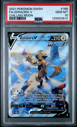 2021 POKEMON SWORD & SHIELD CHILLING REIGN #166 FULL ART/ZERAORA V PSA 10 - Image 1