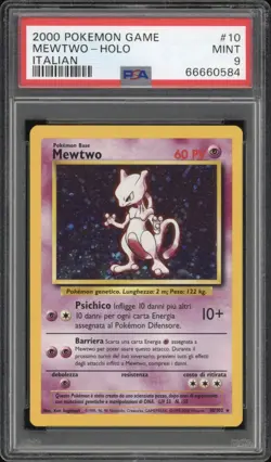 2000 Pokemon ITALIAN Unlimited Base Set Mewtwo Holo 10/102 PSA 9 MINT - Image 1