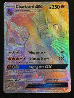 2017 POKEMON BURNING SHADOWS CHARIZARD GX 150/147 RAINBOW FULL ART SECRET RARE - Image 1