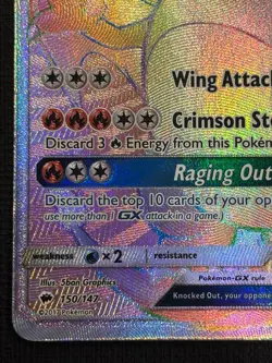 2017 POKEMON BURNING SHADOWS CHARIZARD GX 150/147 RAINBOW FULL ART SECRET RARE - Image 4