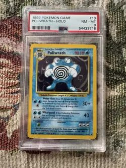 1999 Pokemon Game Poliwrath Holo Base Set #13 PSA 8 - Image 1