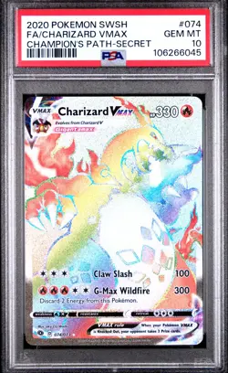 PSA 10 Pokemon Champion's Path 074/073 Charizard VMAX Secret Rainbow Rare - Image 1