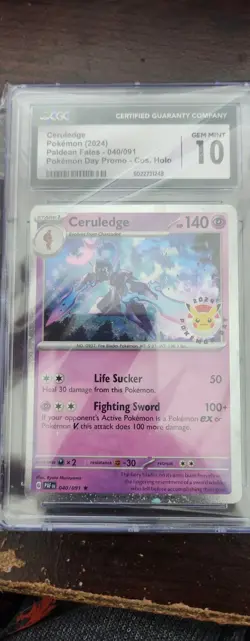 Paldean Fates Ceruledge 040/091 CGC GEM MINT 10 Pokemon Day Promo Cos. Holo - Image 1