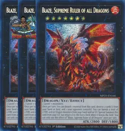Yugioh! 3x Blaze, Supreme Ruler of all Dragons MP25-EN146 Prismatic Secret Rare - Image 1