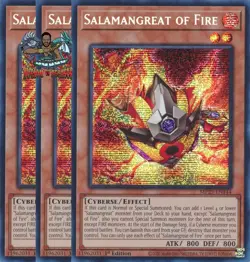 Yugioh! 3x Salamangreat of Fire MP25-EN144 Prismatic Secret Rare 1st Ed NM - Image 1
