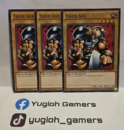 YUGIOH TIGER AXE X3 M1L1 COMMON 1ST EDITION LIGHT PLAYED - Image 1